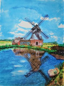 Wassermühle Aquarell 30x25cm