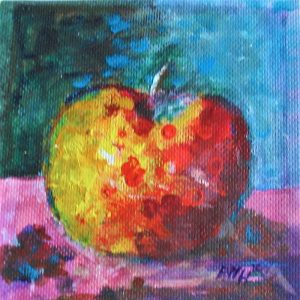 Apfel koloristisch Acryl 15x15cm