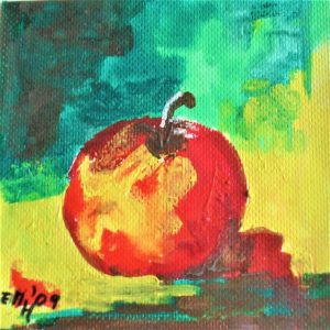 Apfel expressionistisch Acryl 15x15cm